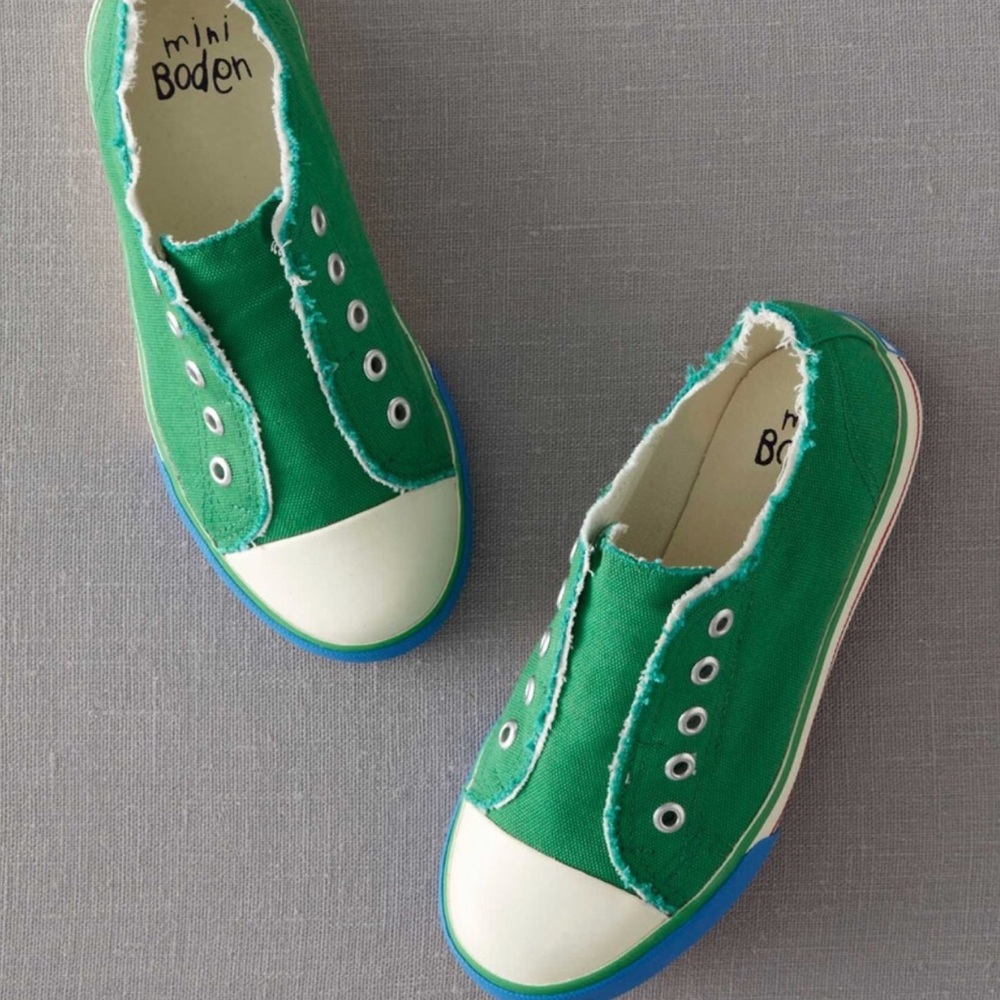 Mini Boden Canvas No-Lace Slip On Kids Shoe